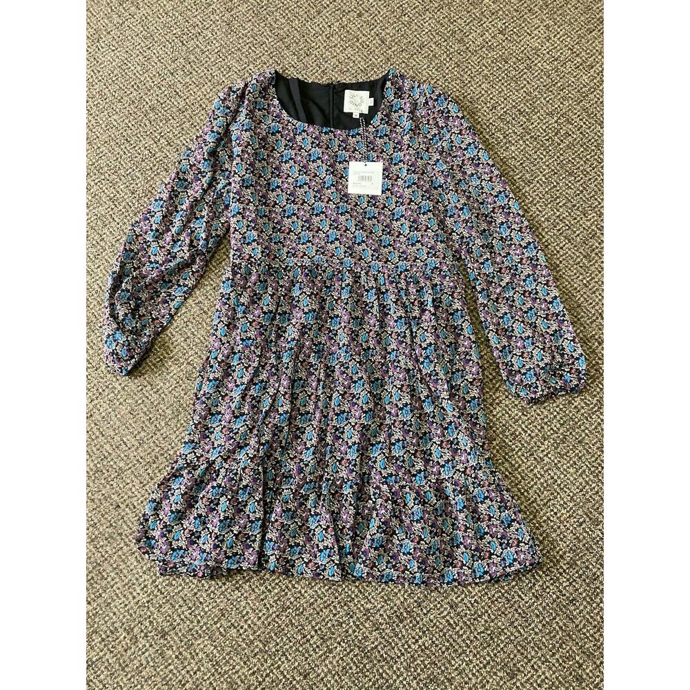Lili Sidonio Woven Mini Dress, Floral Print, Long-Sleeve, Womens Size Medium NWT